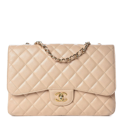 Chanel Caviar Quilted Jumbo Single Flap Beige Clair 1 of 14