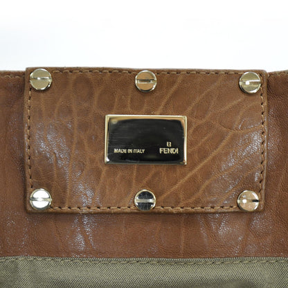 Fendi Crinkled Lambskin Colorblock Mia Tote Camel Osso Naturale 8 of 9