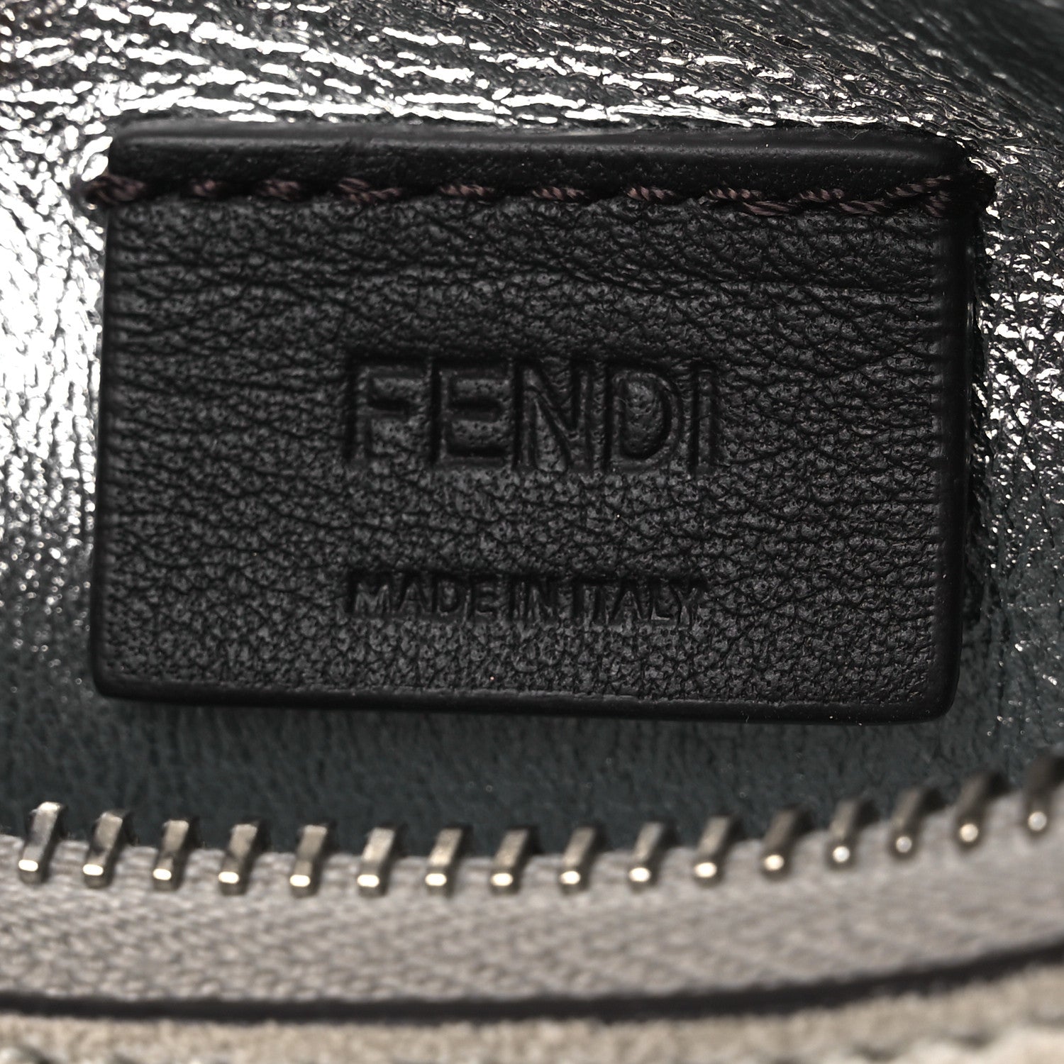 Fendi Crystal Vitello Laminato Suede FF Nano Fendigraphy Hobo Charm Grey 6 of 11
