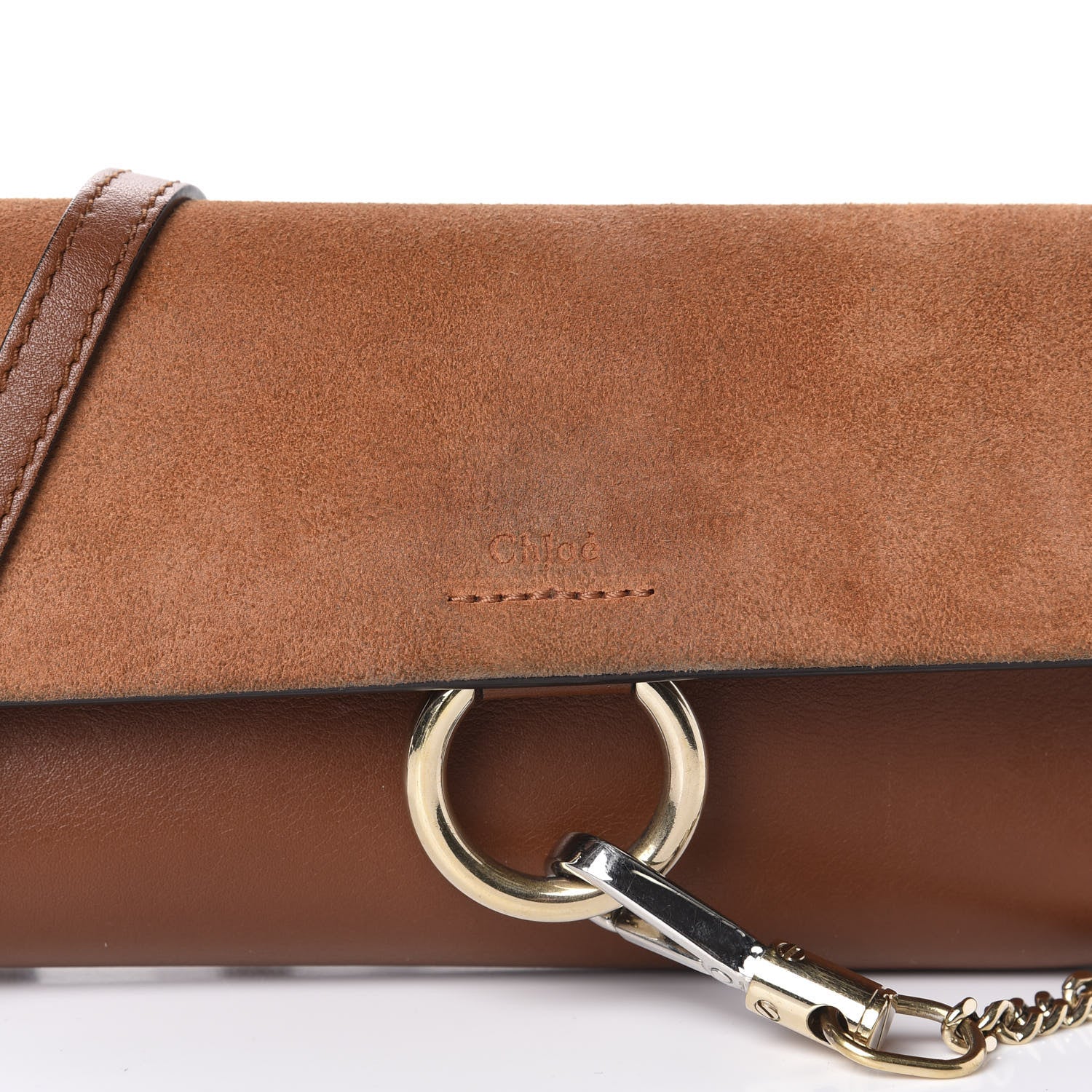 Chloe Suede Calfskin Mini Faye Shoulder Bag Tobacco 12 of 12
