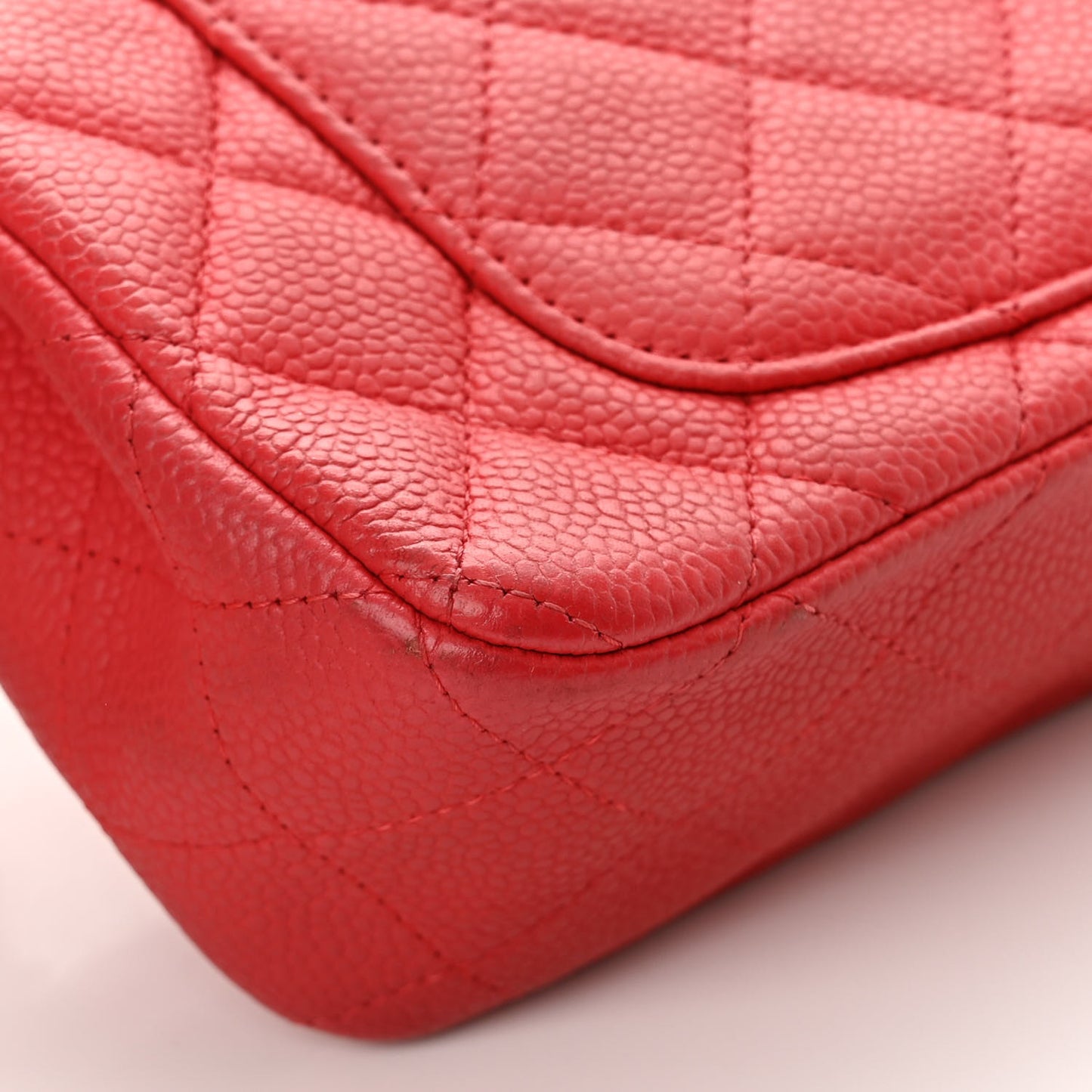 Iridescent Caviar Quilted Mini Rectangular Flap Dark Pink