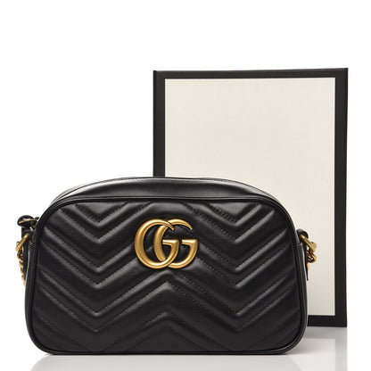 Gucci Calfskin Matelasse Small GG Marmont Chain Shoulder Bag Black 8 of 8