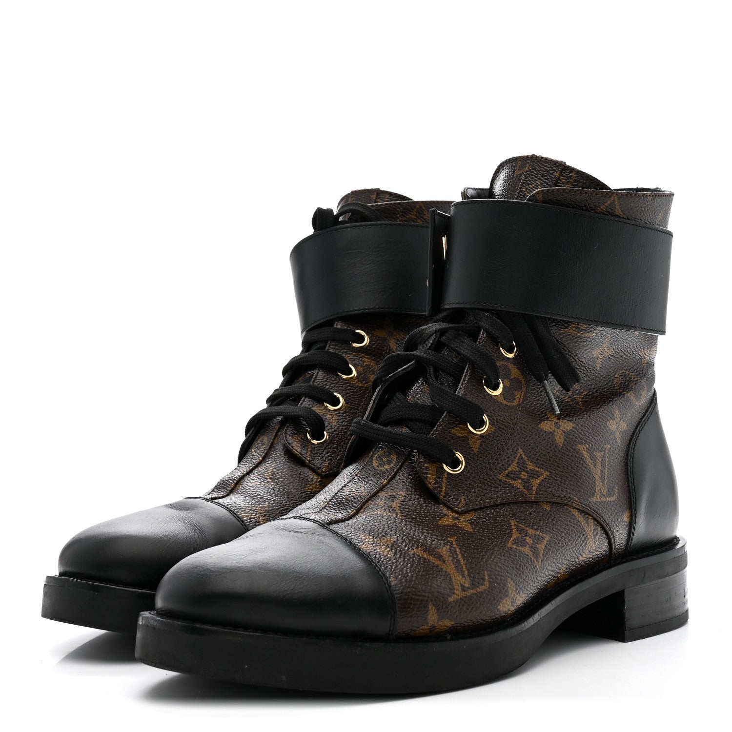 Louis Vuitton Calfskin Monogram Wonderland Flat Ranger Boots 41 Black 4 of 10