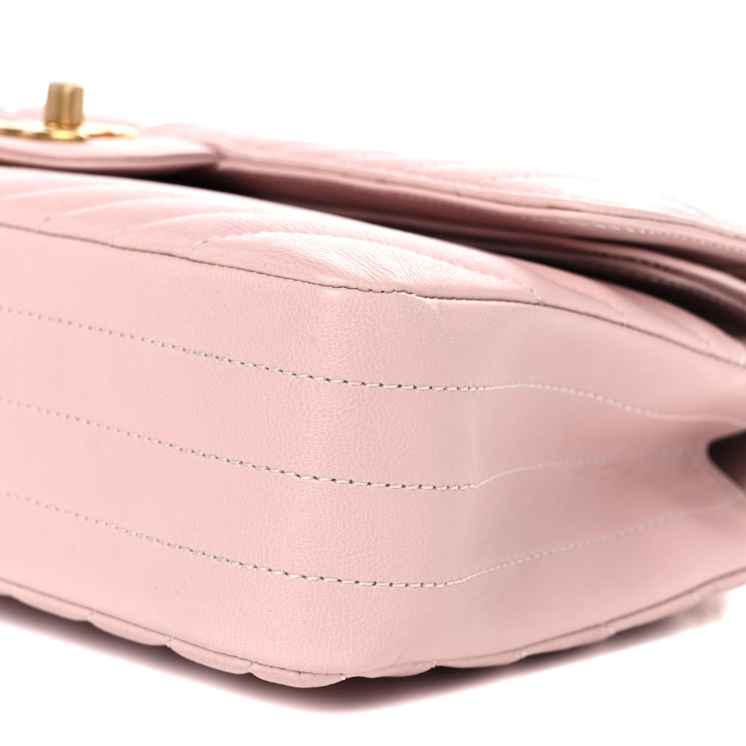 Chanel Calfskin Chevron Quilted Medium Double Flap Light Pink 8 of 8