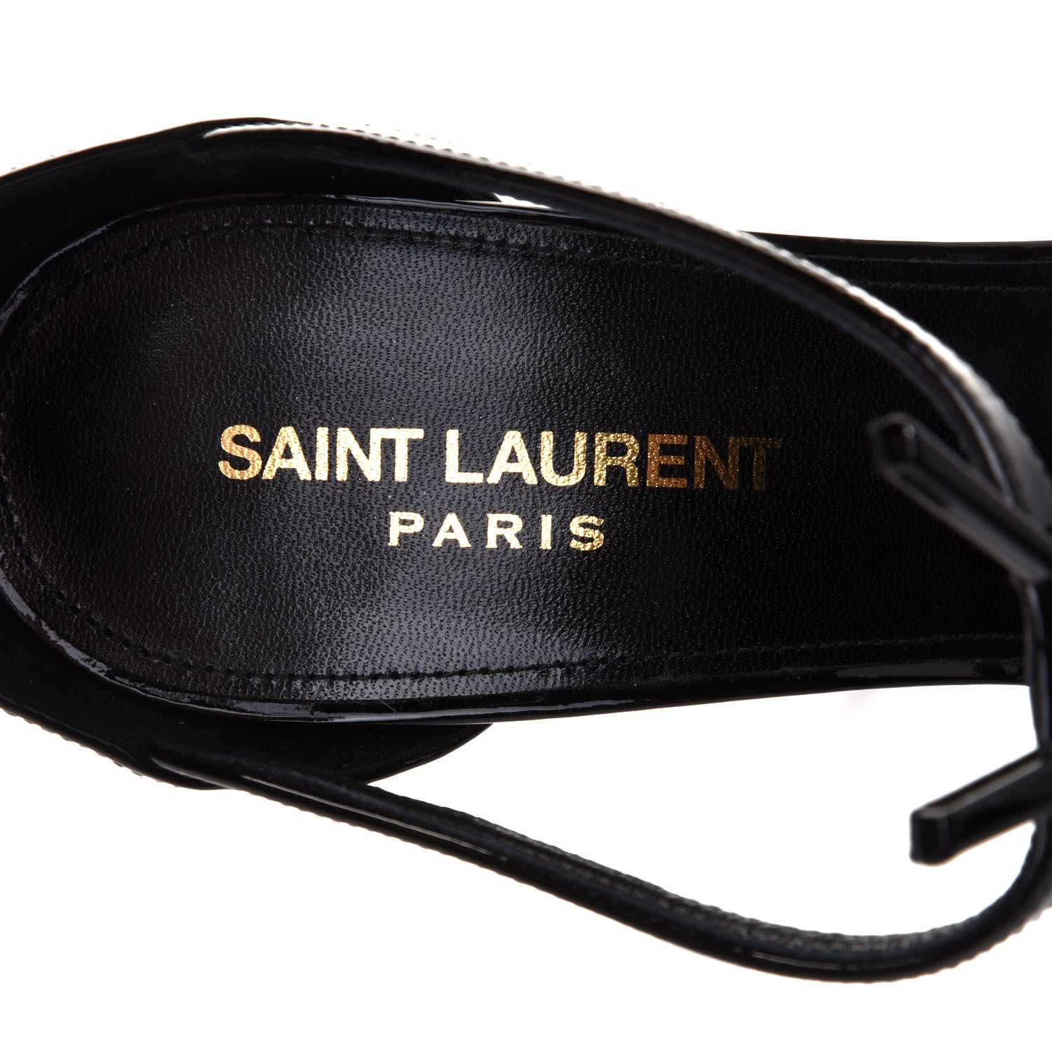 Saint Laurent Patent Cassandra 110 Ankle Strap Sandals 38.5 Black 7 of 8
