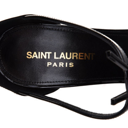 Saint Laurent Patent Cassandra 110 Ankle Strap Sandals 38.5 Black 7 of 8