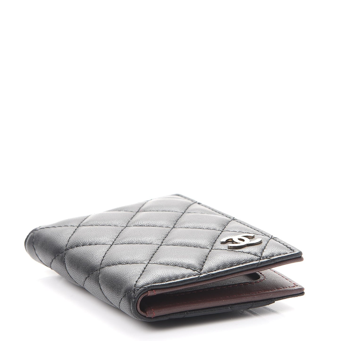 Lambskin Quilted Card Holder Wallet Black