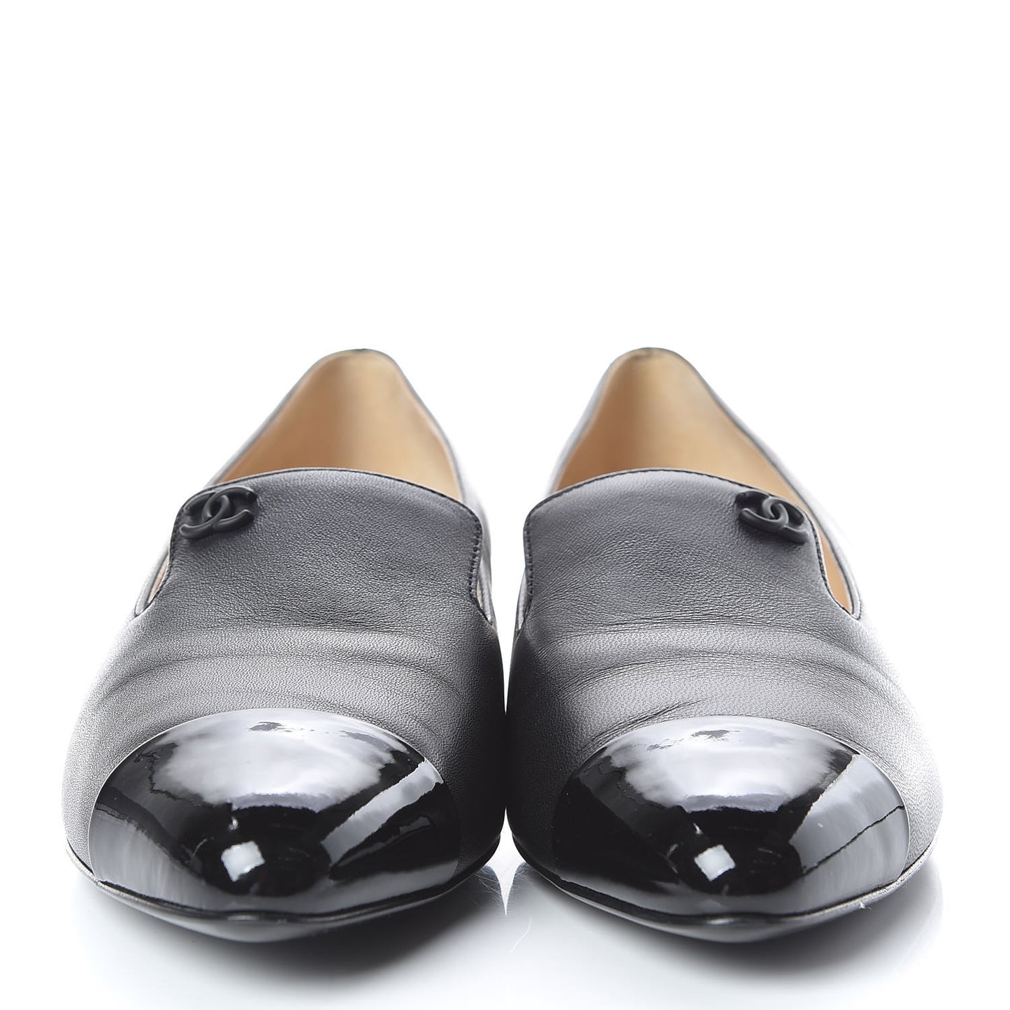 Lambskin Patent CC Cap Toe Mocassin Loafer 37.5 Black