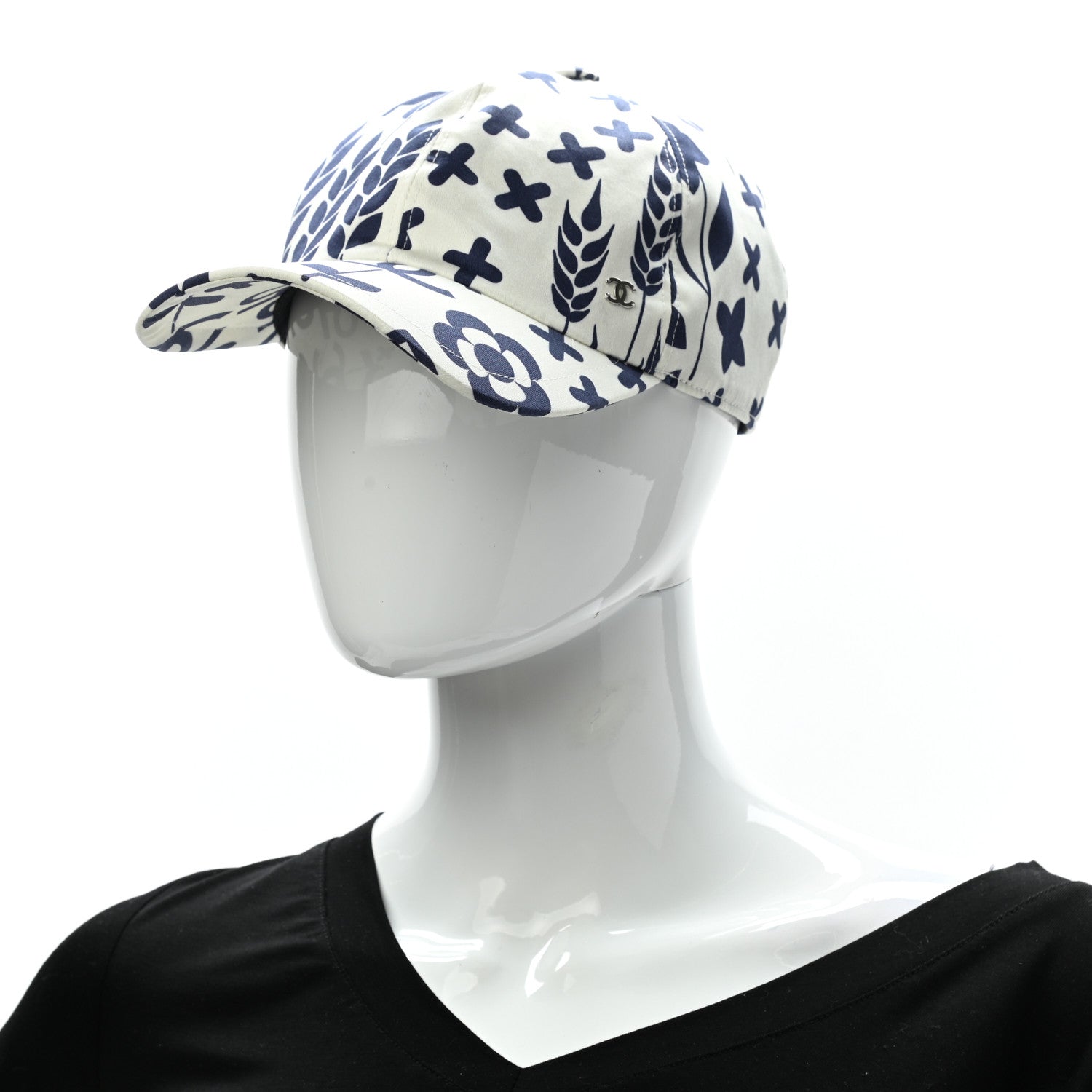 Chanel Cotton CC Cap Hat Navy White 2 of 8