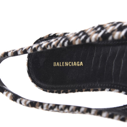 Balenciaga Tweed Prince Of Wales BB Knife Pointy Toe Slingback Flats 36 Brown 8 of 11