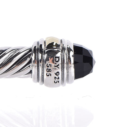 David Yurman Sterling Silver 14K Yellow Gold Black Onyx 5mm Cable Classics Bracelet 4 of 5