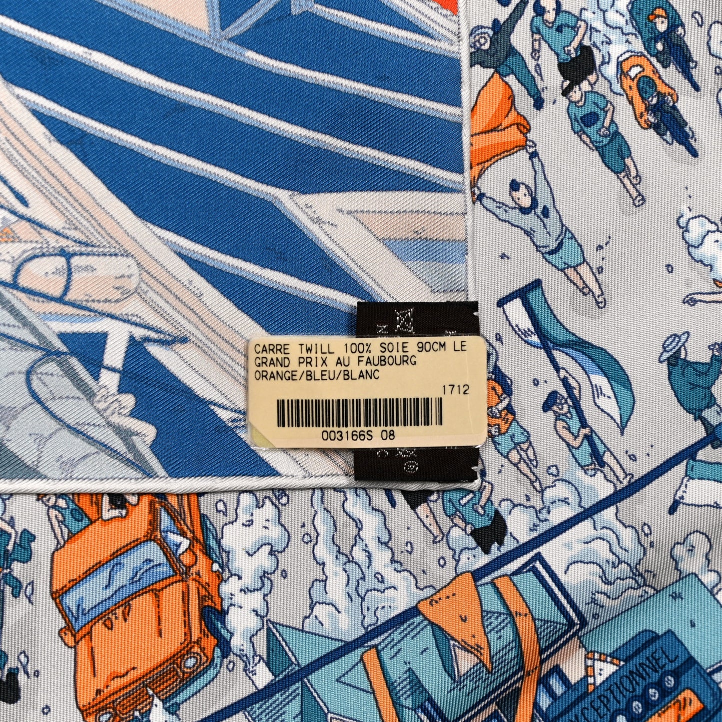 Silk Le Grand Prix du Faubourg Scarf 90 Orange Bleu White