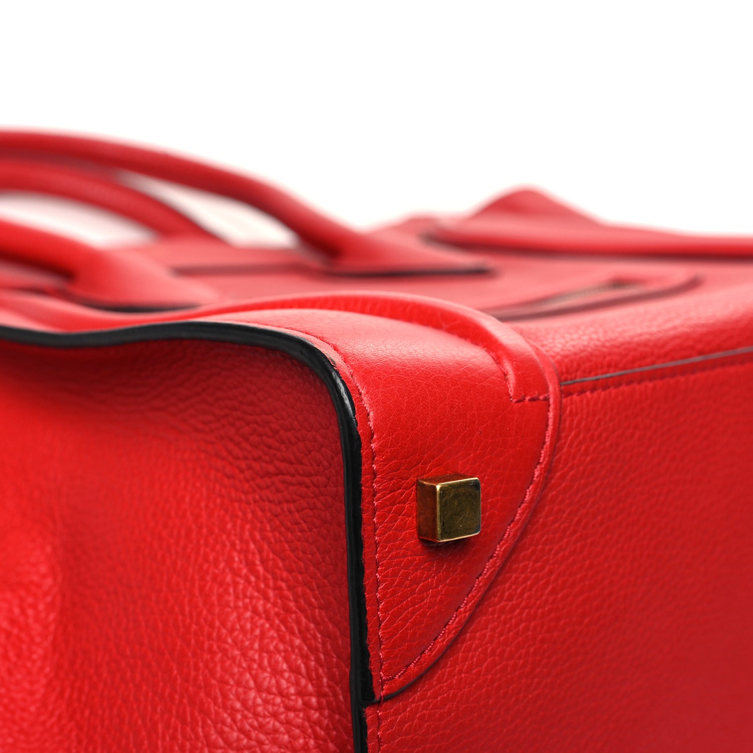 Celine Drummed Calfskin Mini Luggage Coquelicot 8 of 13