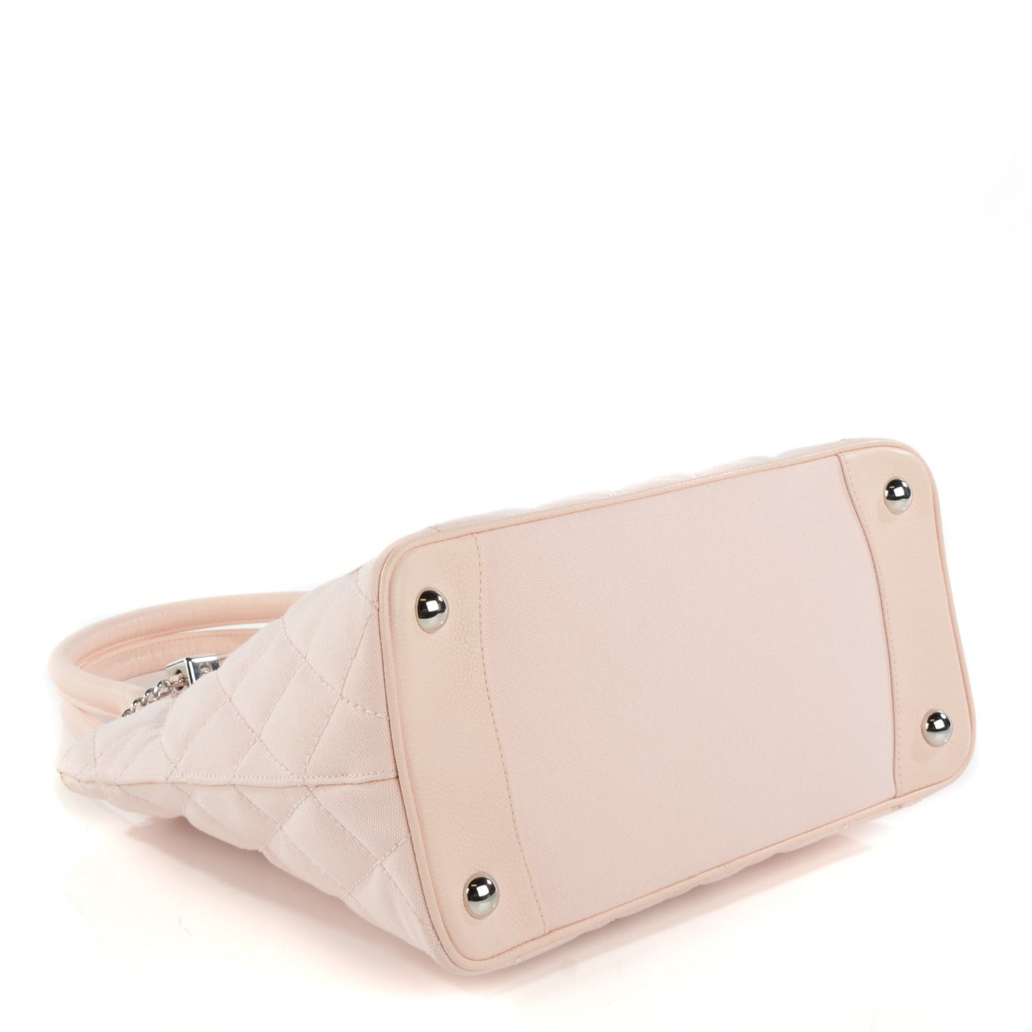 Canvas Caviar Tassel Tote Light Pink