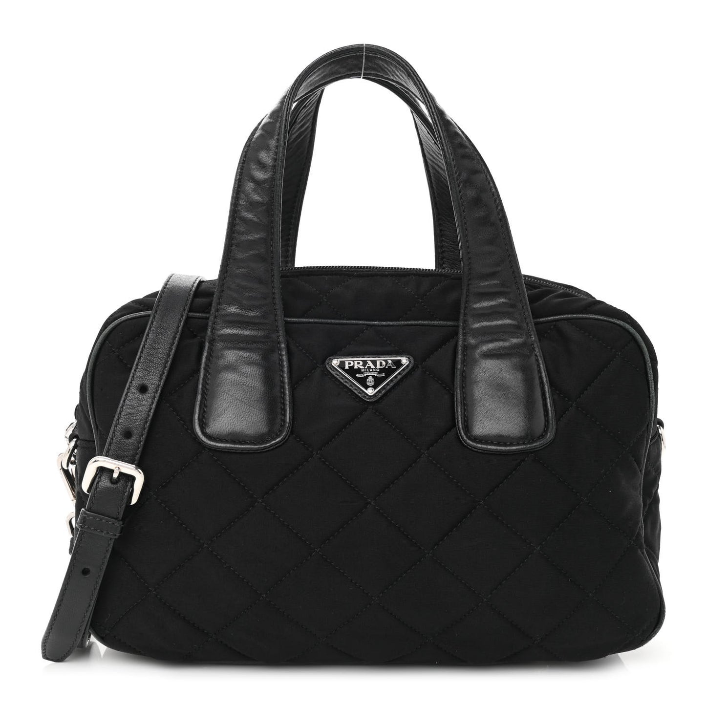 Nylon Tessuto Impuntu Quilted Bowler Black
