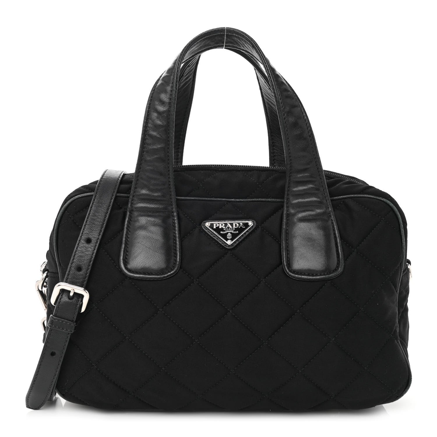 Prada Nylon Tessuto Impuntu Quilted Bowler Black 1 of 9