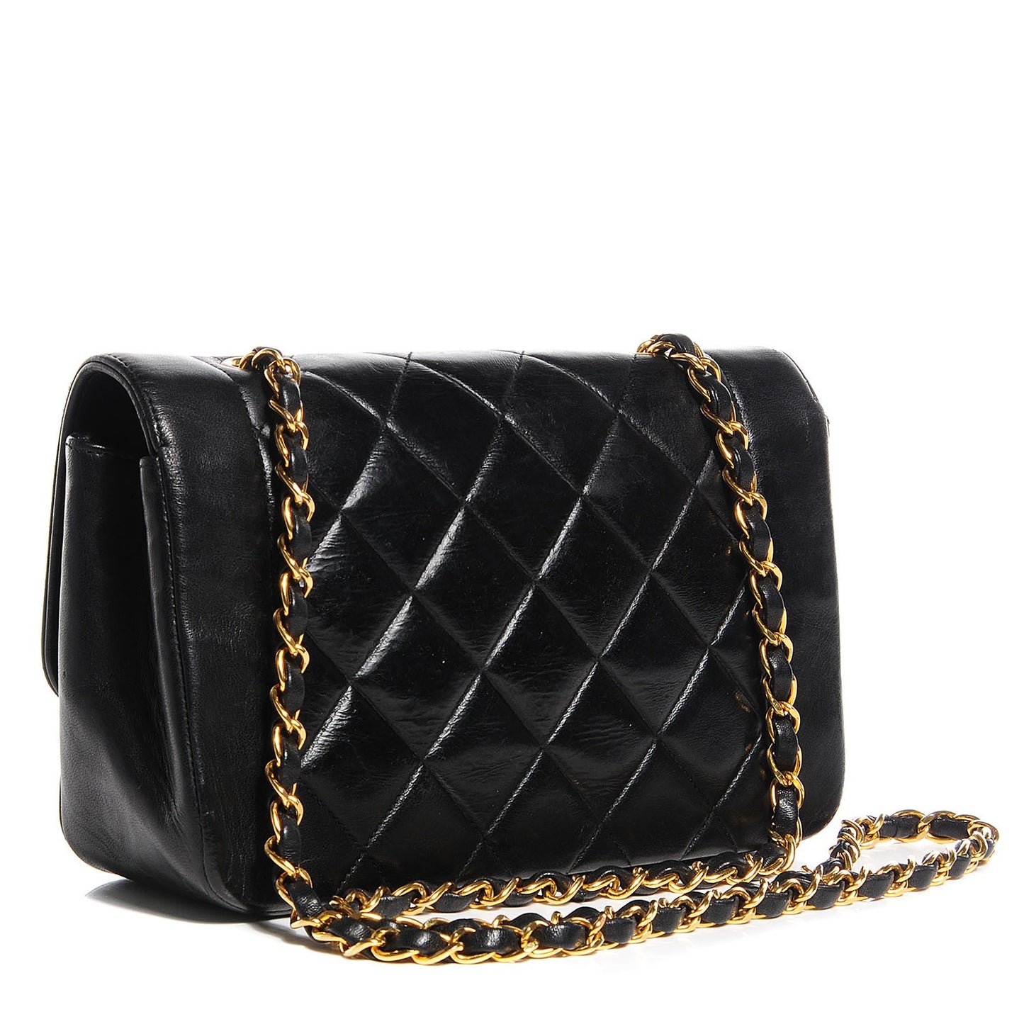 Lambskin Quilted Small Single Flap Black