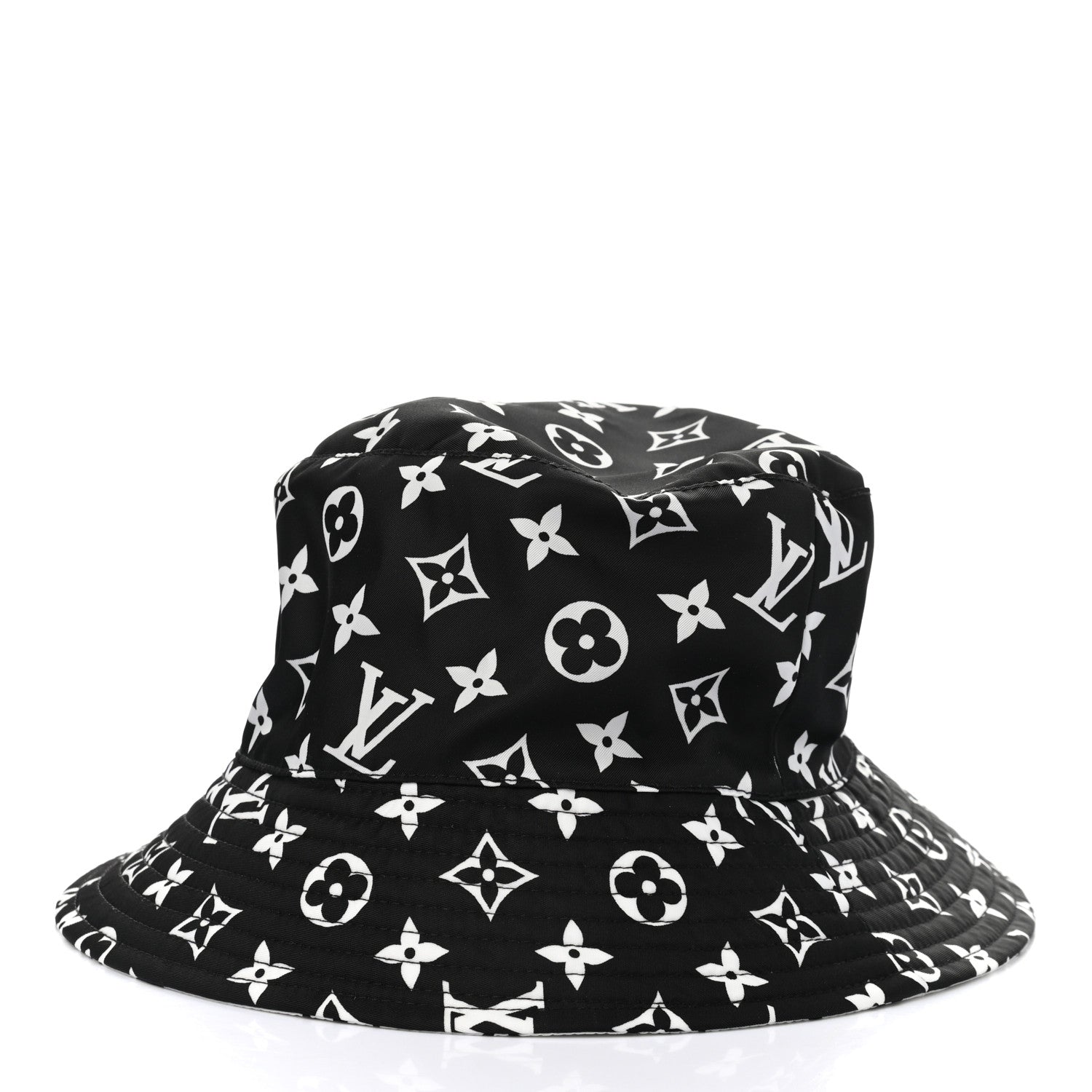 Louis Vuitton Nylon Monogram Reversible Bob Bucket Hat M Black White 3 of 9
