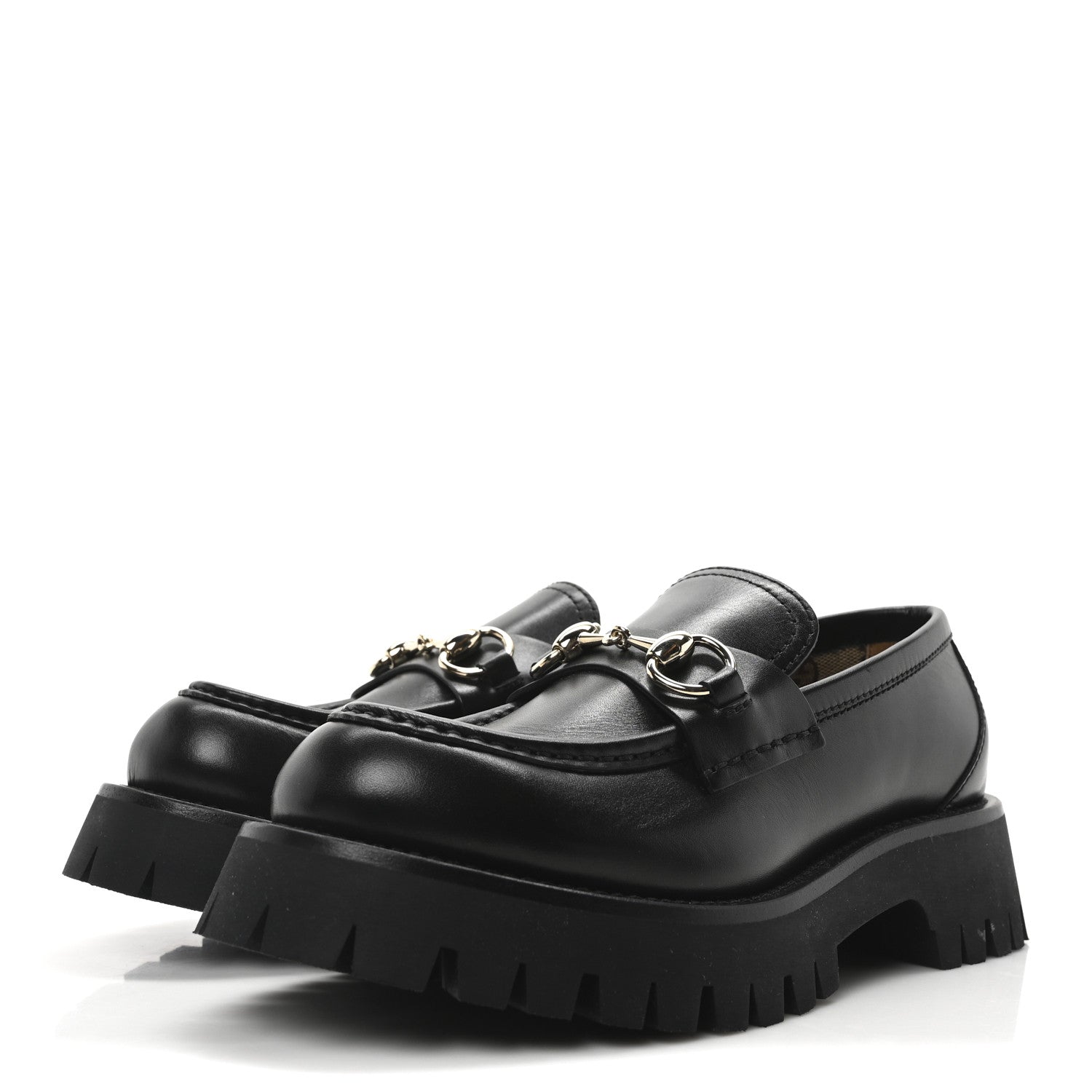 Gucci Real Betis Glamour Calfskin Horsebit Womens Mocassin Loafers 36.5 Black 4 of 9
