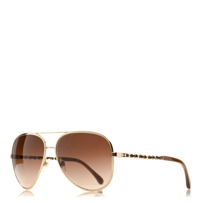 Chanel Lambskin Aviator Chain Sunglasses 4194-Q Gold 1 of 8