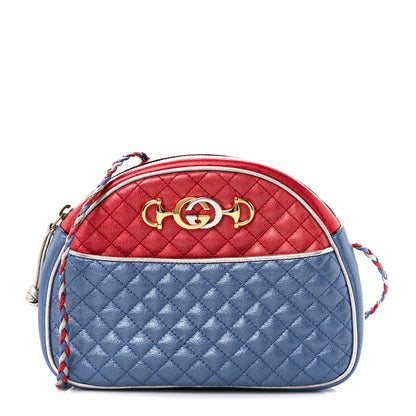 Gucci Laminated Nappa Trapuntata Mini Zumi Dome Shoulder Bag Rosso Marine Argento 1 of 11