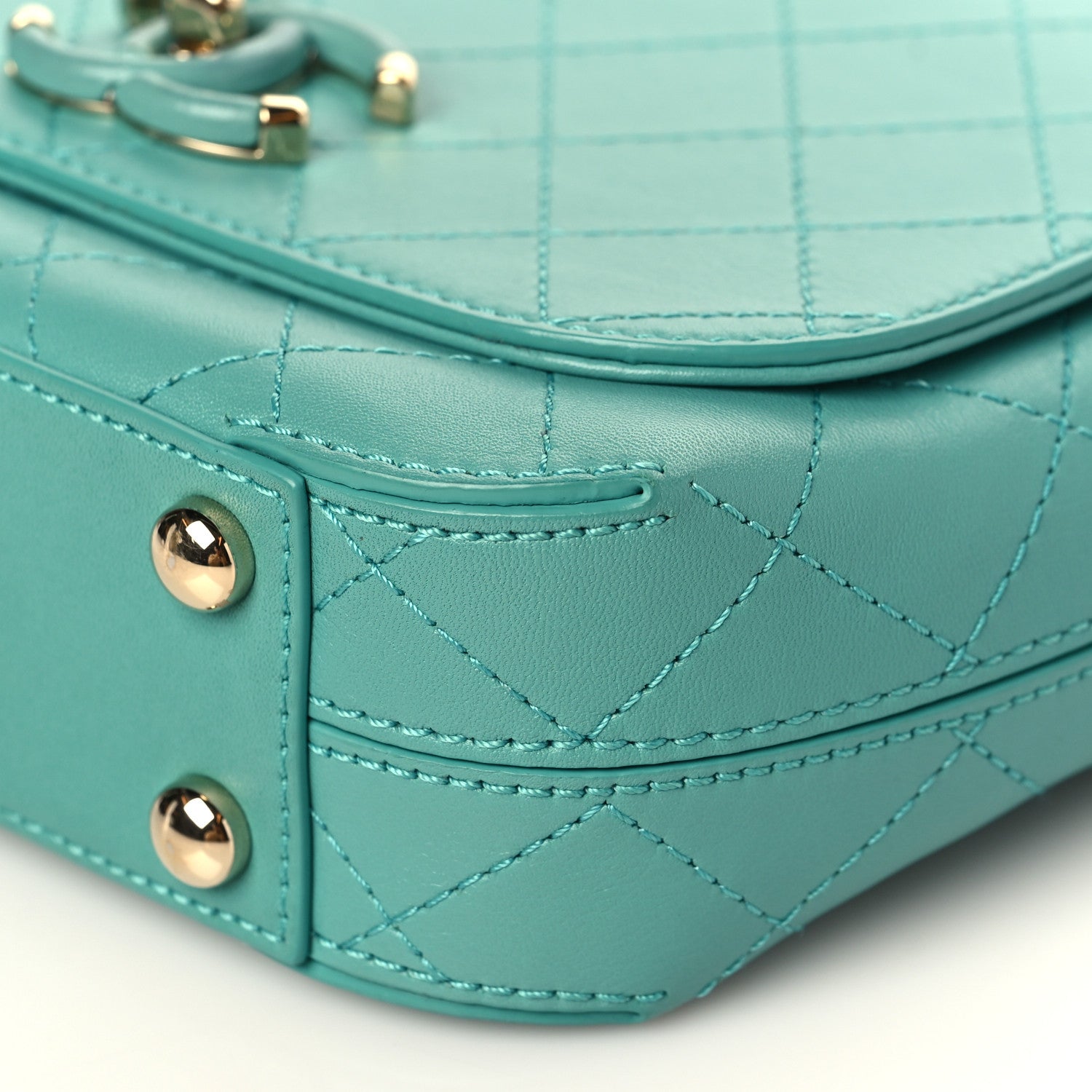 Chanel Calfskin Stitched Small Covered CC Flap Bag Green 9 of 9