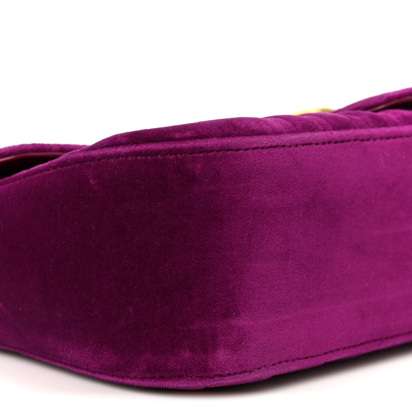 Velvet Matelasse Small GG Marmont Shoulder Bag Fuchsia Violet Cyclamen