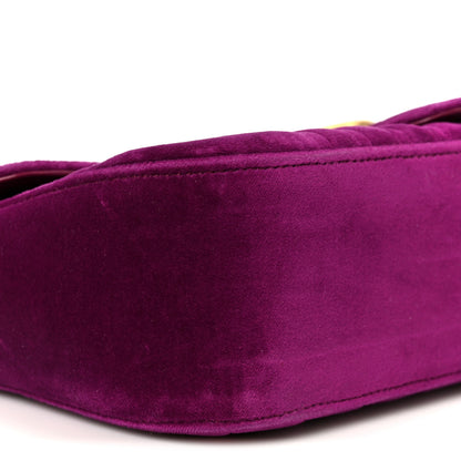 Gucci Velvet Matelasse Small GG Marmont Shoulder Bag Fuchsia Violet Cyclamen 10 of 11