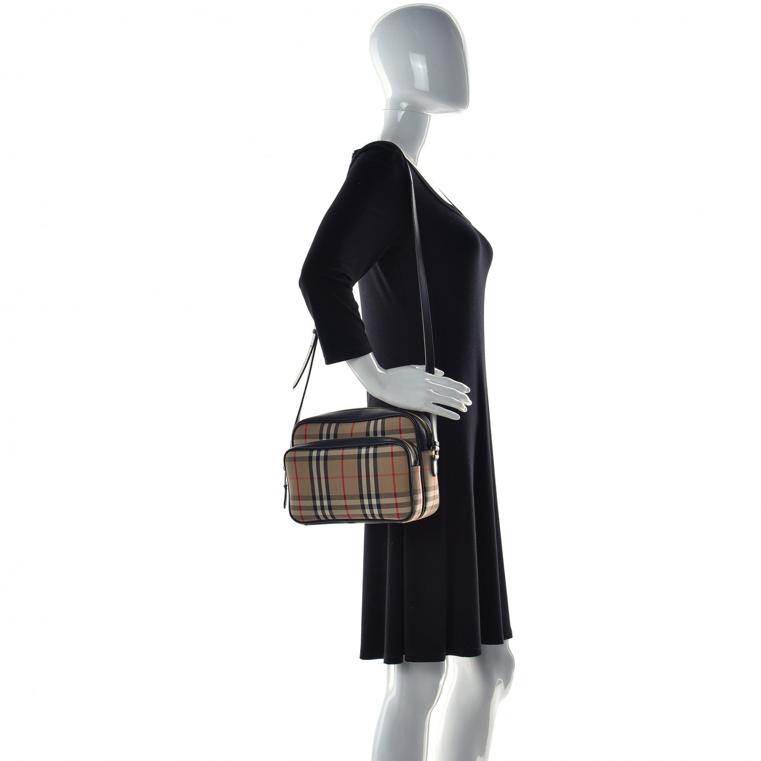 Burberry Calfskin Vintage Check Medium Camera Bag Archive Beige 4 of 14