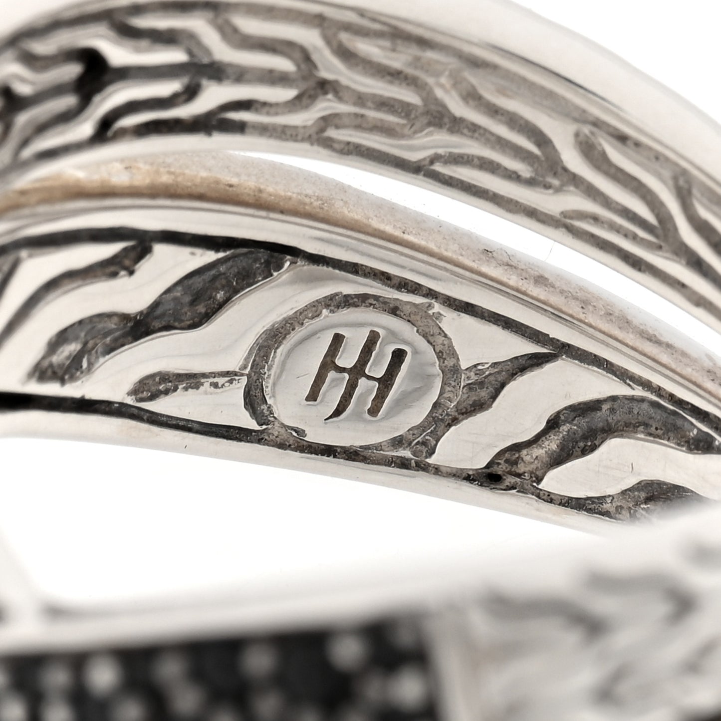 Sterling Silver Black Sapphire Black Spinel Twist Statement Ring 59 8.75