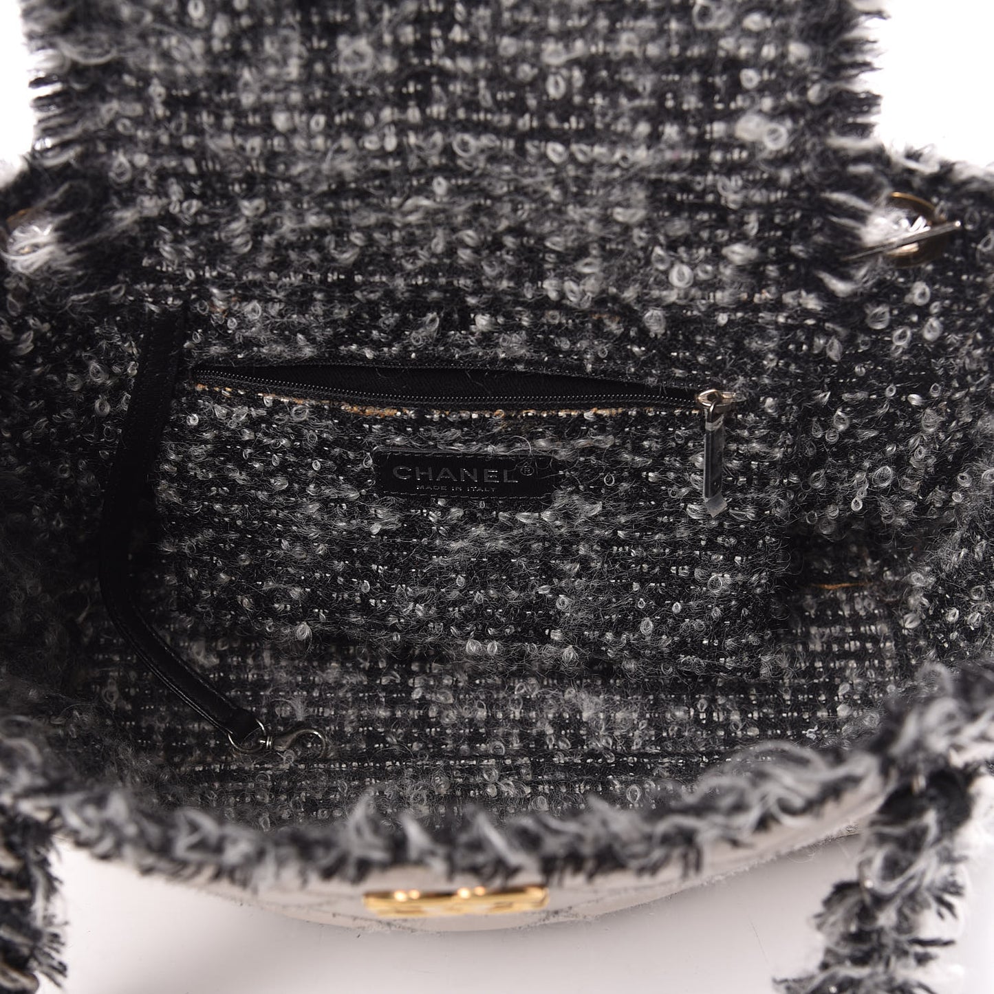 Tweed Calfskin Tweedy Shopping Tote Beige