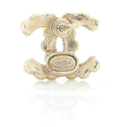 Chanel Pearl Crystal CC Stud Earrings Gold 4 of 5