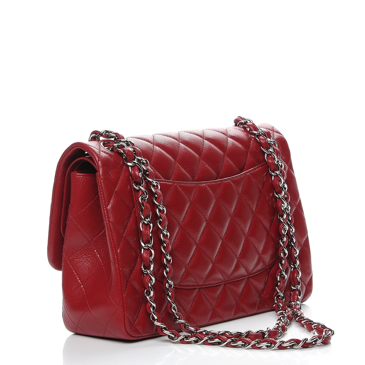 Caviar Quilted Jumbo Double Flap Red