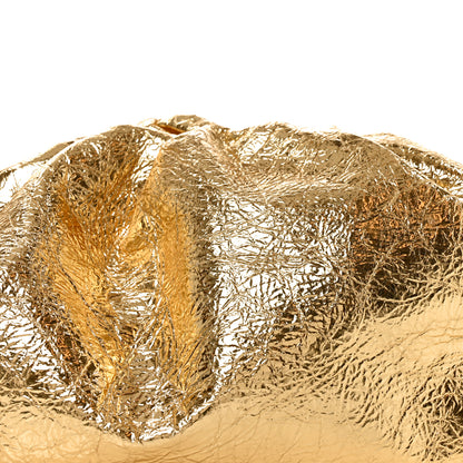 Bottega Veneta Metallic Crinkled Lambskin The Pouch Oversized Clutch Oro 9 of 11