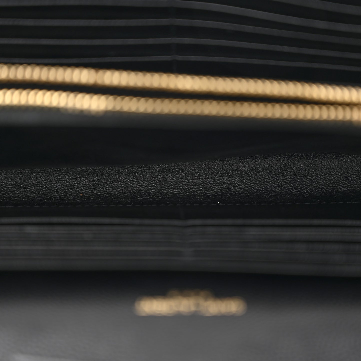 Grain De Poudre Matelasse Chevron Monogram Chain Wallet Black