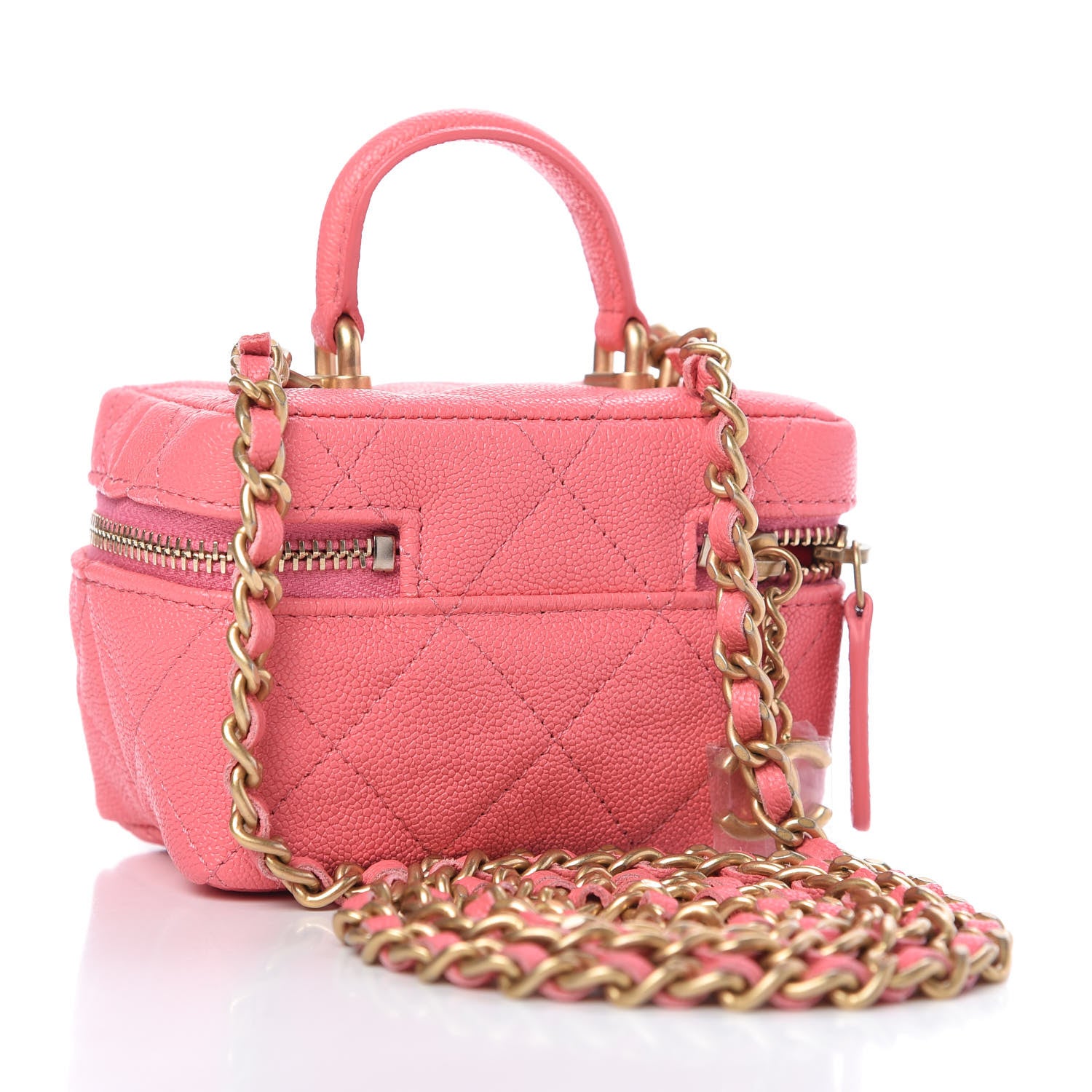 Chanel Caviar Quilted Mini Top Handle Vanity With Chain Pink 3 of 9