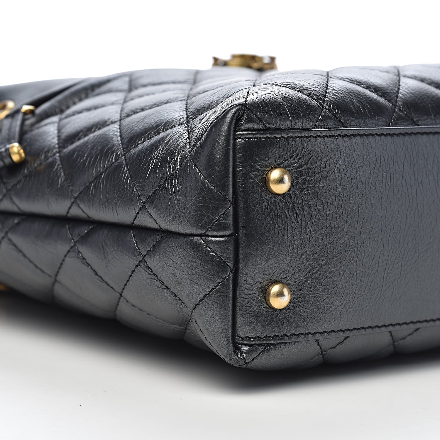 Chanel Aged Calfskin Quilted Drawstring Shopping Tote Black 10 of 13