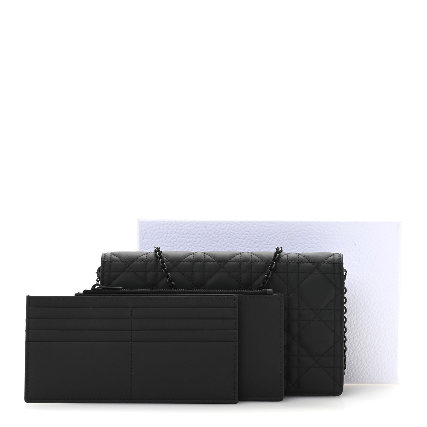 Ultra Matte Calfskin Cannage Lady Dior Clutch Black