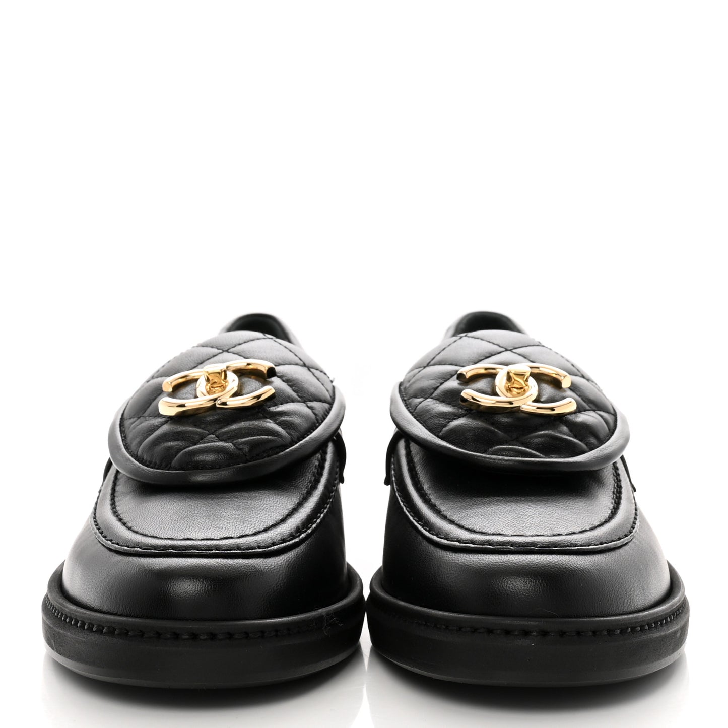 Lambskin Quilted CC Turnlock Loafers 37.5 Black