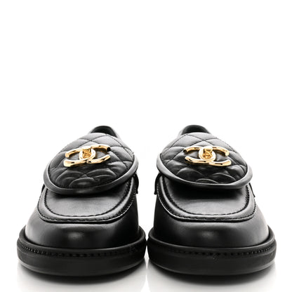 Chanel Lambskin Quilted CC Turnlock Loafers 37.5 Black 3 of 10