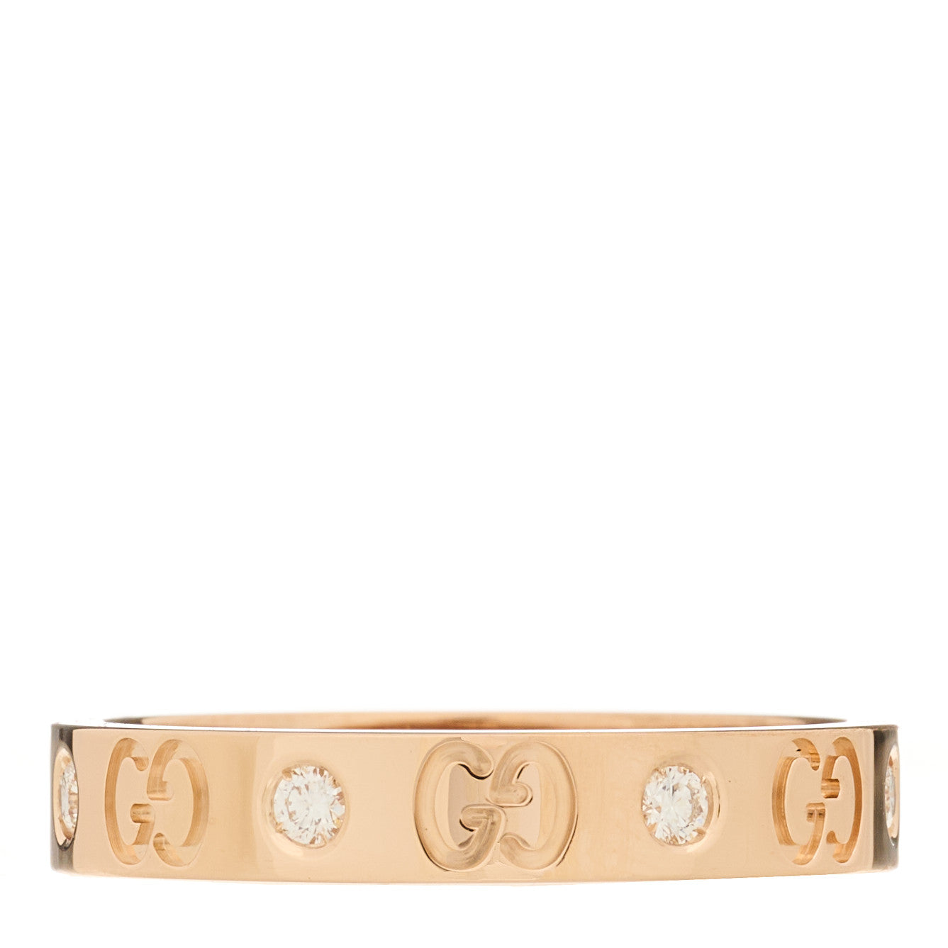 Gucci 18K Rose Gold Diamond Icon Band Ring 61 9.5 3 of 6