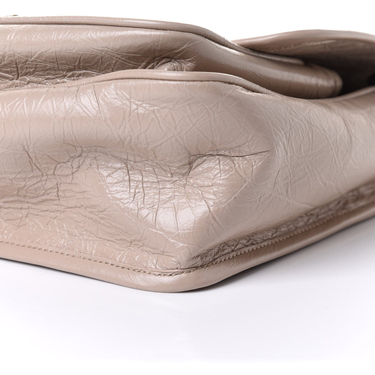 Crinkled Calfskin Matelasse Monogram Medium Niki Chain Satchel Light Taupe