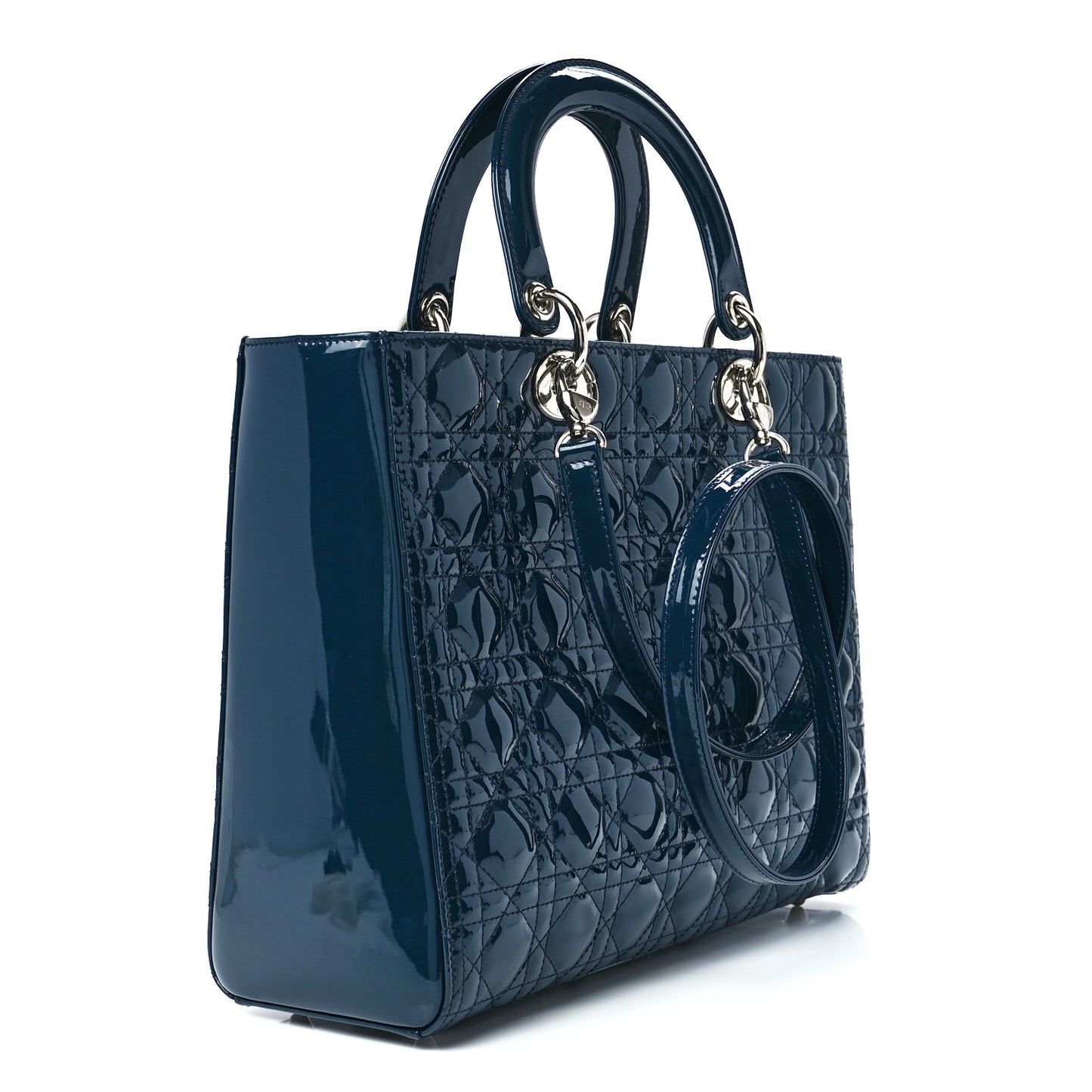 Patent Cannage Large Lady Dior Blue