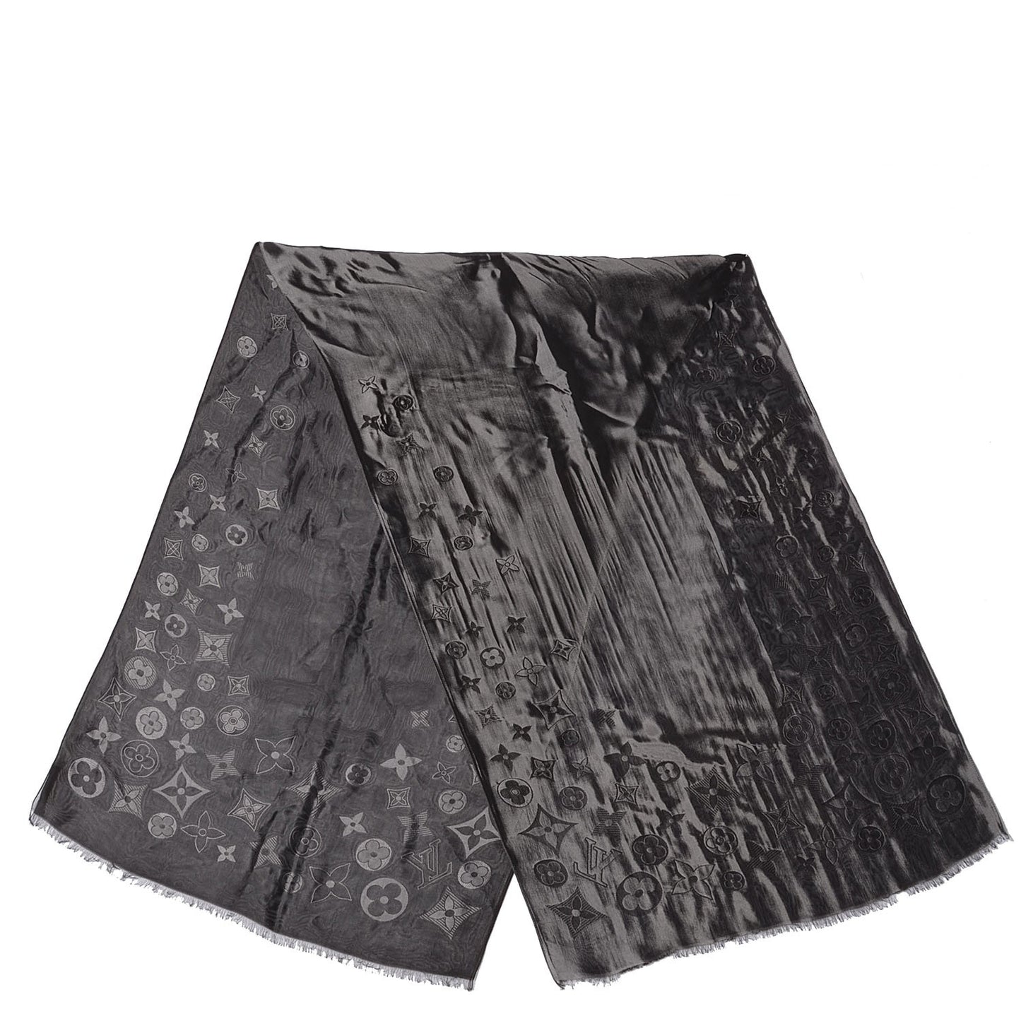 Silk Acetate Monogram St Petersbourg Stole Black Grey