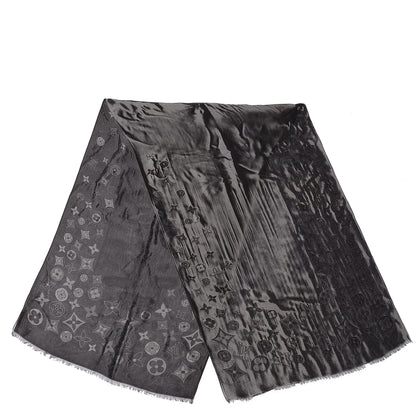 Louis Vuitton Silk Acetate Monogram St Petersbourg Stole Black Grey 1 of 7