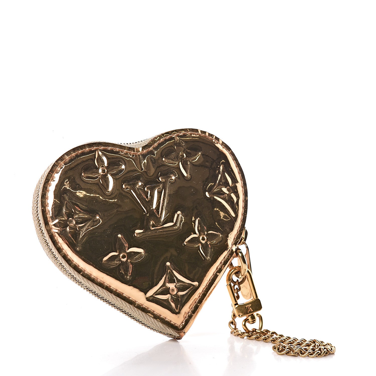 Louis Vuitton Monogram Miroir Heart Coin Purse Gold 3 of 6