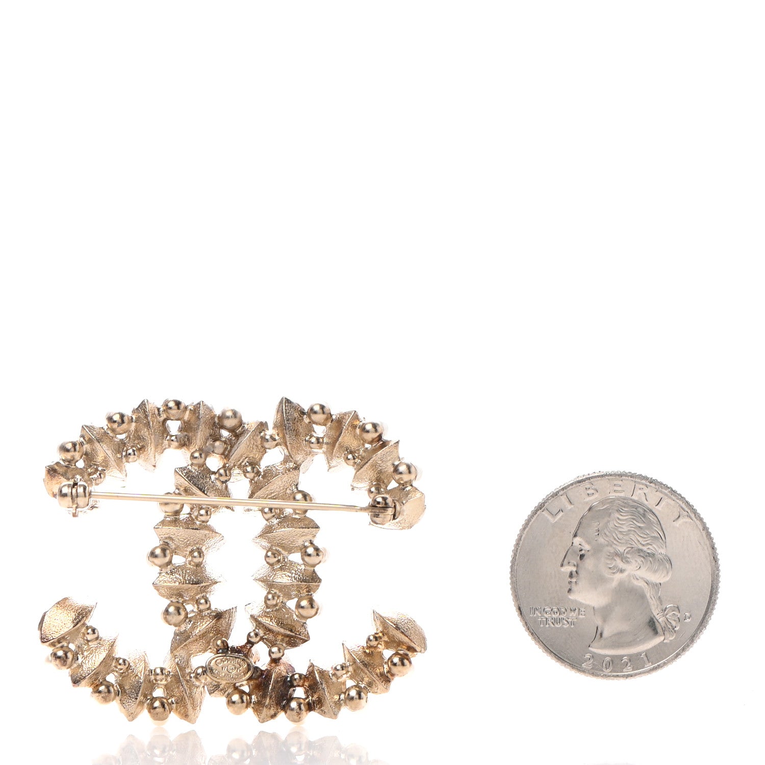 Chanel Crystal Pearl CC Brooch Gold 3 of 6