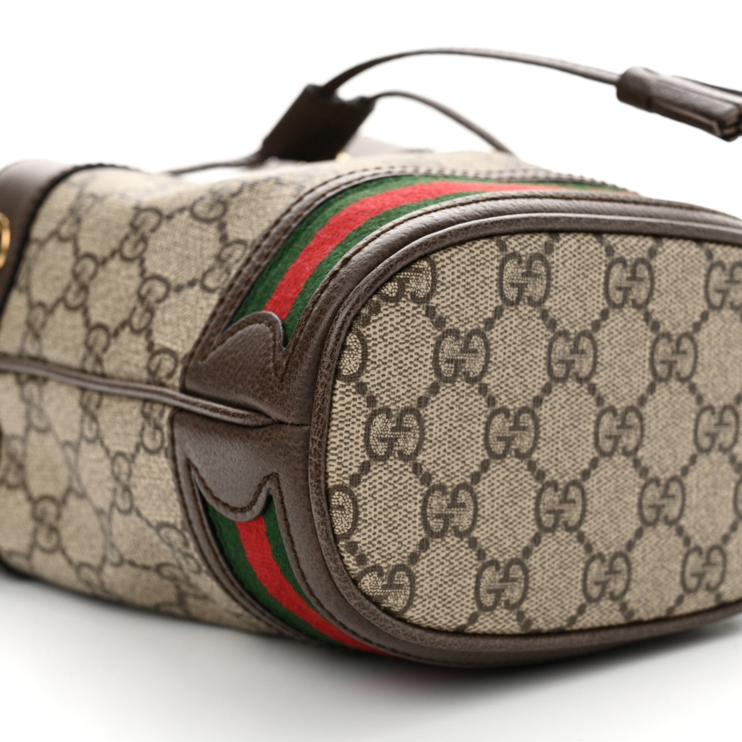 Gucci GG Supreme Monogram Web Mini Ophidia Bucket Bag Brown 9 of 10