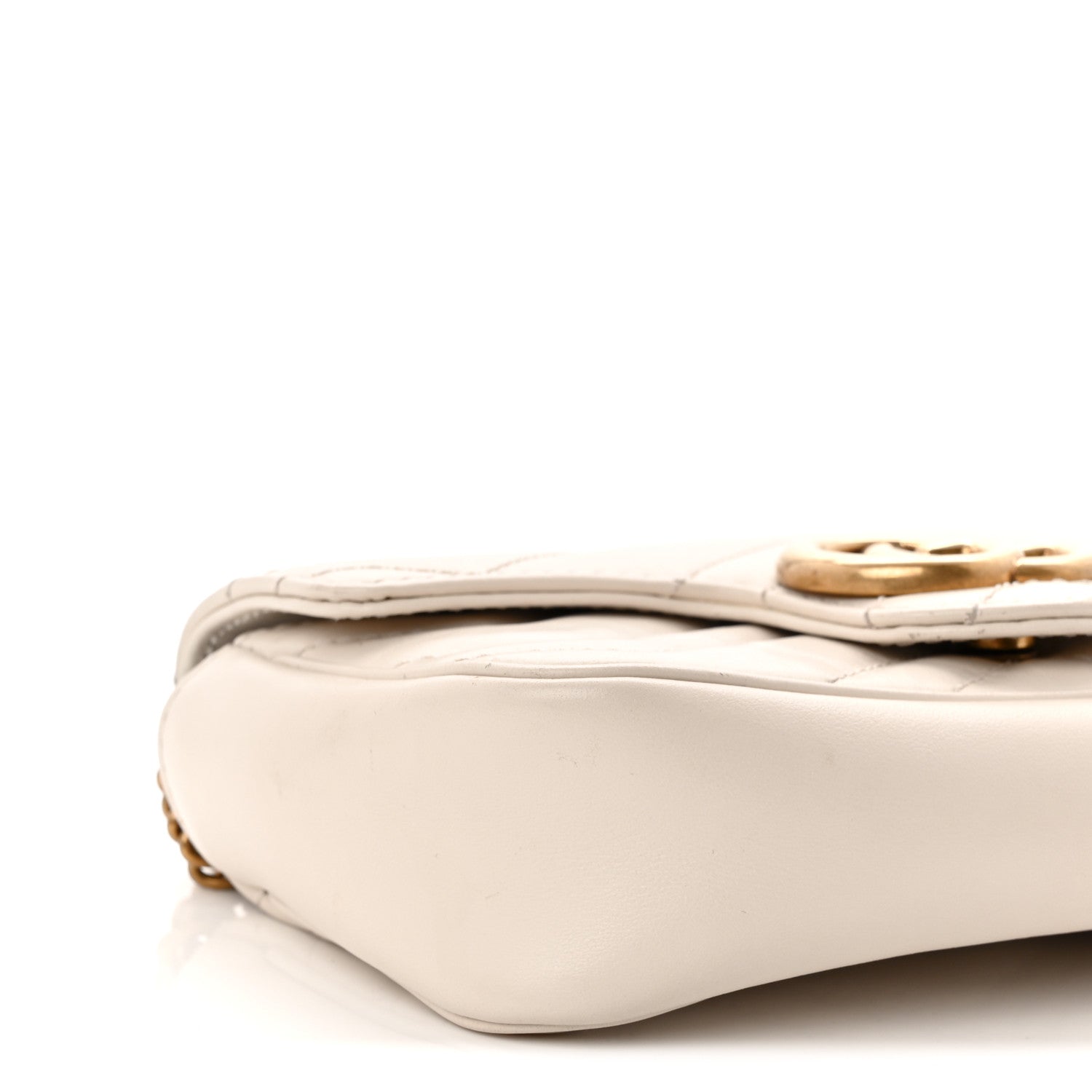 Gucci Calfskin Matelasse Super Mini GG Marmont Shoulder Bag White 8 of 10