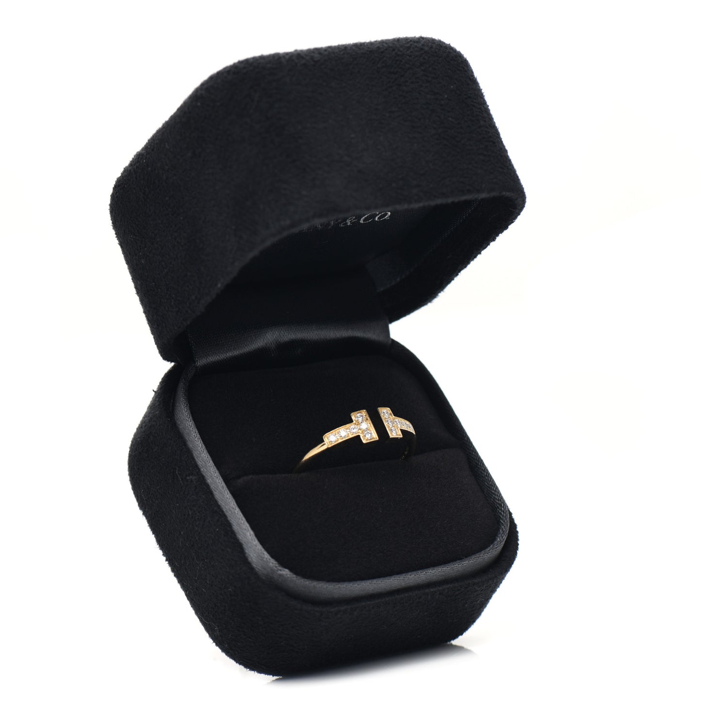 18K Yellow Gold Diamond T Wire Ring 56 7.75